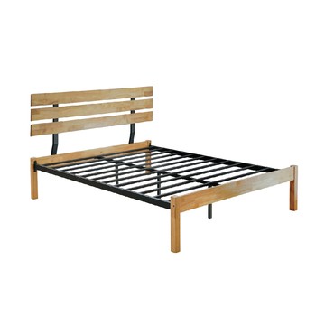 【RICHOME】 山索雙人床架原木色+黑色