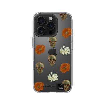 iPhone 16 Pro Clear Case（相機按鈕） 透明 - Van Gogh Museum - 骸骨與花卉 - 重複圖案