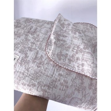 韓國進口嬰兒4層全棉紗布浴巾寶寶夏季薄款100%全棉紗蓋毯空調毯