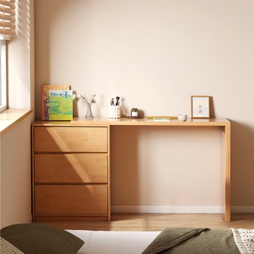 hoi!維莎原木夕顏橡膠木實木三斗櫃伸縮轉角化妝桌 Y520D01