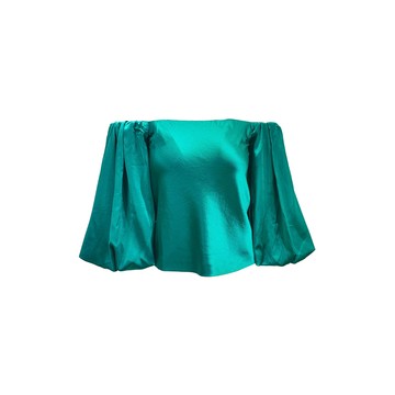 PINKO光澤感翡翠平口上衣