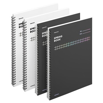 motemote 厚磅線圈方格筆記本4件組 白色 2本 + 黑色 2本  1組  黑色 + 白色