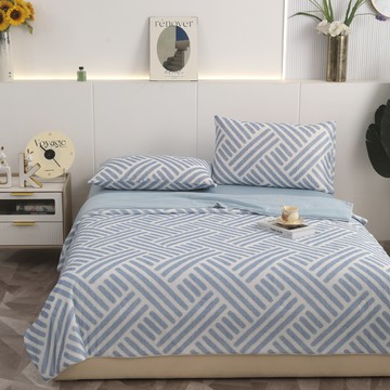 針織印花涼感雙人床包四件組 幾何
