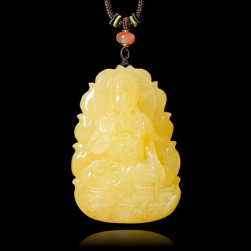 【正佳珠寶】蜜蠟琥珀 蒐藏級白金白花蜜 68.2g 阿彌陀佛