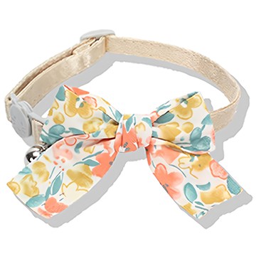 寵物項圈 20~30 x 1cm 可愛寵物外出配件  黃綠碎花  1個