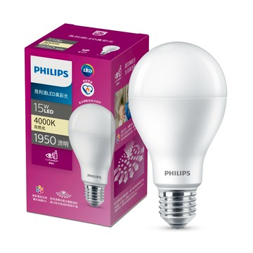 飛利浦 15W LED真彩光球泡燈 自然色 4000K