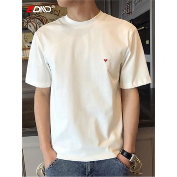 (免運)愛心短袖男士270g重磅t恤白色夏季純色新疆精梳純棉休閑潮牌半袖