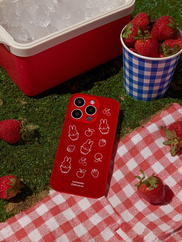 【Pinkoi x miffy】Apples,Cherries&miffy紅色PU皮款手機軟殼