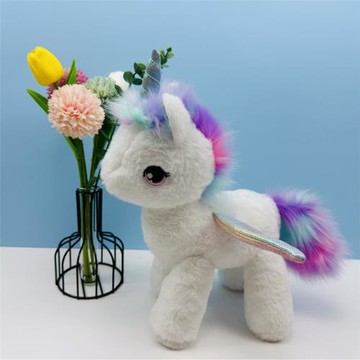 新款可愛彩虹獨角獸公仔毛絨玩具坐姿獨角獸布娃娃玩偶夢幻兒童生