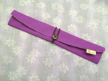 小筷套.扇子隨身收納袋 筷套 扇套-弧型(紫色素面帆布)F06-009