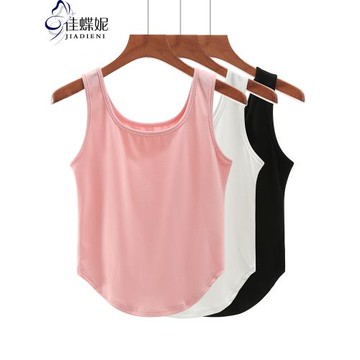 夏季新款韓版圓領純白修身純色短款純欲下擺圓弧背心上衣女打底衫