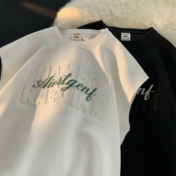夏季新款潮牌潮流背心 印花無袖上衣 oversize ins時尚穿搭 薄款設計 圓領休閒背心