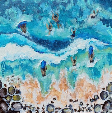 海灘繪畫衝浪板亞克力原創藝術品游泳海海景鹹水