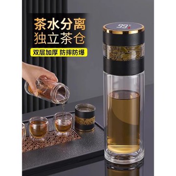 茶杯茶水分離杯子2024新款水杯男士高檔泡茶玻璃杯防摔防爆大容量