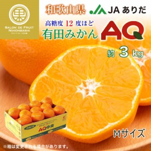 [予約 12月1日-12月20日の納品] 有田みかん AQみかん 3kg M 和歌山県有田産 JAありだ 高糖度 有田AQ選果場 冬ギフト お歳暮 御歳暮