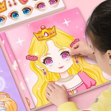 【台灣出貨】兒童卡通公主換裝貼紙書2-6歲女孩diy臉化妝可愛貼貼畫寶寶高顏值