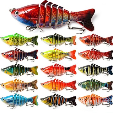 【TTFF】新品路亞餌塑膠硬餌10CM/15.5g多節魚7節路亞仿生餌假餌魚餌套裝漁具現貨批發
