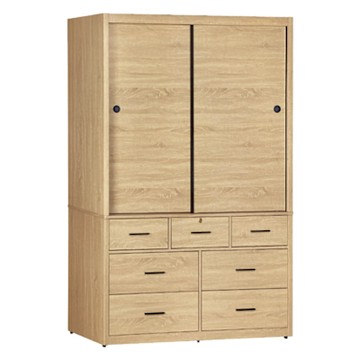 文創集 包爾5.1尺推門七抽衣櫃(二色可選)-152x57x200cm免組