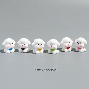 臺灣/🌸手辦 擺件 二次元 造景無聊了!擺幾隻可愛卡通小白狗萌粒diy飾品配件桌面車載裝飾擺件