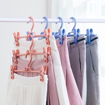 無痕家用褲架帶夾子衣架裙子防褶皺強力掛褲子多功能可伸縮收納架