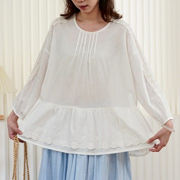 復古荷葉邊蕾絲設計上衣722788