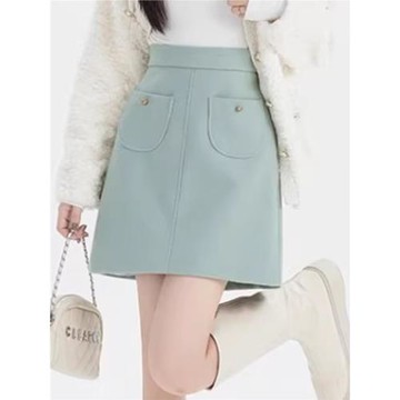 毛呢半身裙子女士2025年新款春秋冬天小個子今年流行高腰包臀短裙