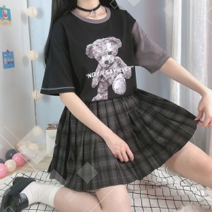 Catwish Tシャツ Jk 夏服 くまちゃん モノトーン バイカラー Bear 病みかわいい 原宿系 オルチャン 10代 代 通販 Lineポイント最大6 0 Get Lineショッピング