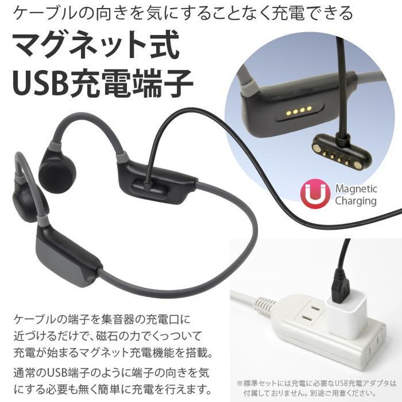 ボーンヘッドフォン Airy エアリー Bluetooth 5 .0 集音機 骨伝導 集音器 【USB充電アダプタ 付】 ワイヤレス 福耳 ボーン