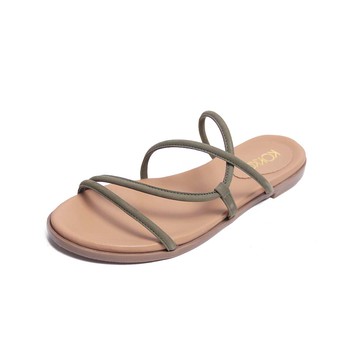 KOKKO渡假極簡線條柔軟涼拖鞋墨綠色