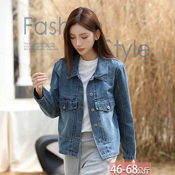 牛仔翻領雙口袋排釦外套 M-XL【045956X】【現+預】☆流行前線☆