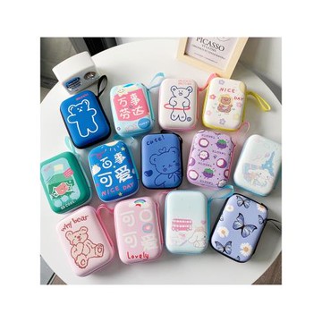 卡通手機移動電源硬盤數碼收納包CCD相機耳機數據線充電器卡通收納盒掛繩U盤包防震收納包零錢鑰匙便攜盒子