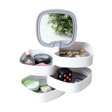 威瑪索 化妝鏡 旋轉首飾盒 分格 飾品收納-(3色)