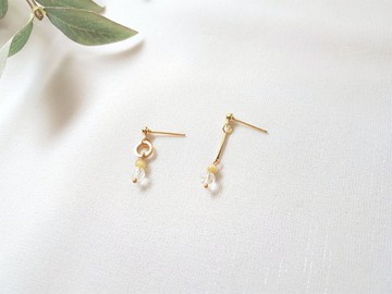 秋氛 ‧ 貓眼石 水晶 不對稱耳環