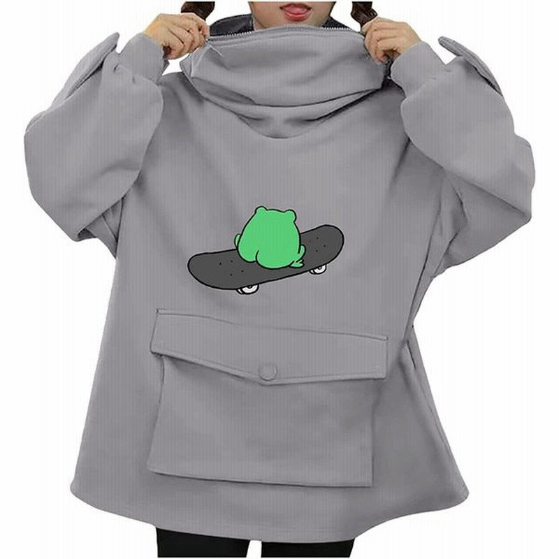 かえる柄 パーカー かわいい ロング トレーナー 人気 韓国ファッション レディース 萌え トップス 森ガール ゆったり ス S 通販 Lineポイント最大0 5 Get Lineショッピング