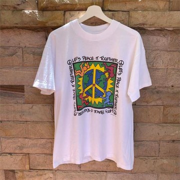 凱斯哈林卡通趣味美式復古短袖oversize小眾設計潮牌情侶裝T恤男