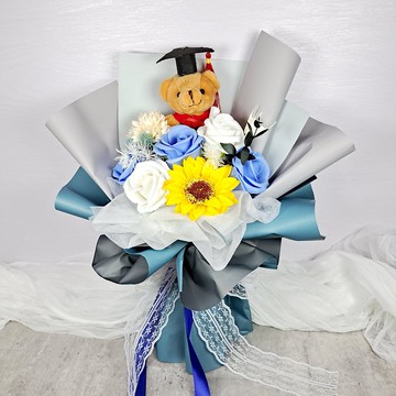 畢業花束 畢業禮物 向日葵花束 熊仔花束 PS001-B