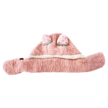 JAR嚴選 兒童毛絨全罩式圍巾保暖帽 一體護耳 水果款  草莓粉  均碼