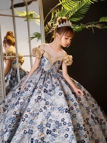 女童禮服公主裙輕奢小眾兒童主持人花童婚禮模特走秀鋼琴演出服秋