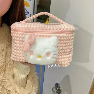 化妝包🎀 自制可愛哈嘍Kitty貓化妝包手拿包少女心便攜大容量小香風手提包