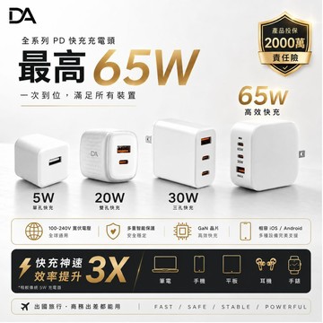 DA 65W PPS 協議 充電頭 充電器 PD 快充頭 快速充電器 氮化鎵 Type C USB 豆腐頭 蘋果 安卓