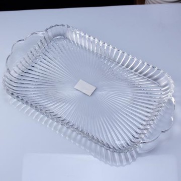 柏帙玻璃水果盤大號玻璃茶盤創意平盤方形盤子托盤透明干果盤