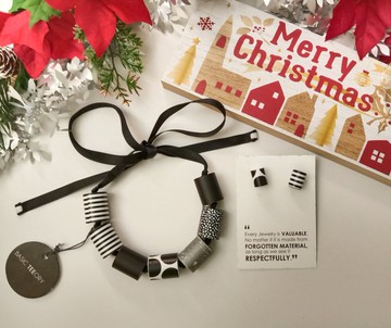 項鍊_經典黑白_OSSO紙串珠(長短可調整)