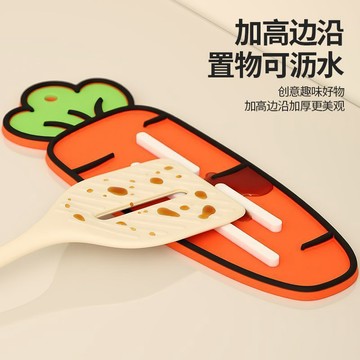 闆娘推薦🌈蘿蔔多功能鍋蓋軟膠置物瀝水墊架竈臺隔油防污鍋鏟整理收納隔熱墊