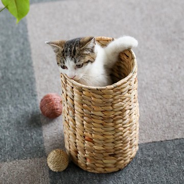 寵物窩倉鼠草編玩具 手工編織貓玩具寵物籃過道 花盆套