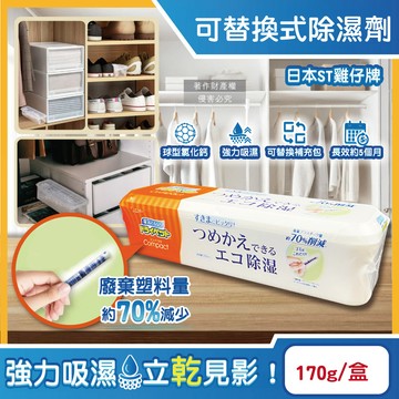 [日日好物]日本ST雞仔牌-防潮脫臭可替換式家庭用除濕劑170g/盒-橘標(Compact放置型集水袋吸濕盒,衣櫥鞋櫃防悶臭乾燥劑,廚房水槽下方密閉處吸水顆粒)