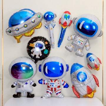 宇宙氣球 【台灣現貨】 A156 生日派對 太空船 太空人 地球 會場佈置 宇航員 飛碟 火箭 兒童 手持棒 手拿氣球