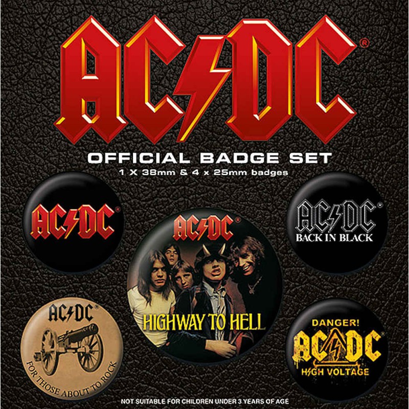 AC/DC エーシーディーシー (デビュー50周年 ) - Logo 5個セット / バッジ 【公式 / オフィシャル】 | LINEショッピング