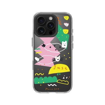iPhone 16 Pro Clear Case（相機按鈕） 透明 - MacaronToe 馬卡龍腳趾 - 麻糬貓與綠怪獸 Ｍochi & Green