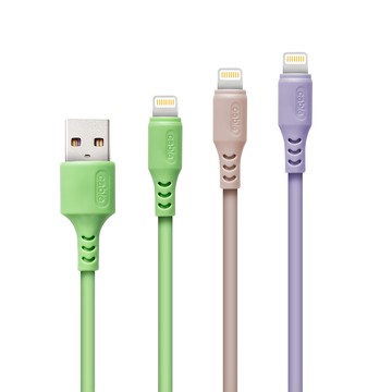 aibo 液態矽膠Type-C/Lightning/Micro USB高速充電傳輸線3件組  1組