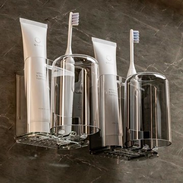 日本進口精工掛墻式輕奢牙刷置物架免打孔漱口杯電動牙刷壁掛式